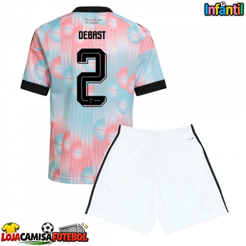 Camisa de Futebol Bélgica Zeno Debast #2 Equipamento Secundário Infantil Mundo 2026 Manga Curta (+ Calças curtas)